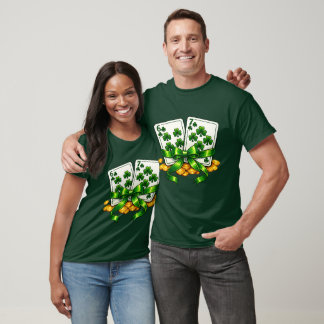 Camiseta 6 7 Cartas de Baralho do Dia de São Patrício Trevo