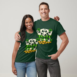 Camiseta 6 7 Cartas de Baralho do Dia de São Patrício Trevo