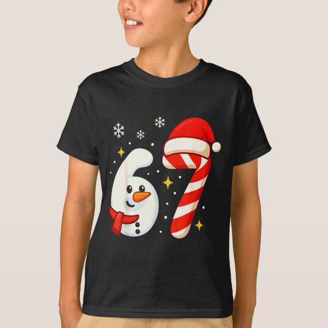 Camiseta 6 7 Meme Christmas Shirt 67 Six Seven Snowman Boy  (Frente)
