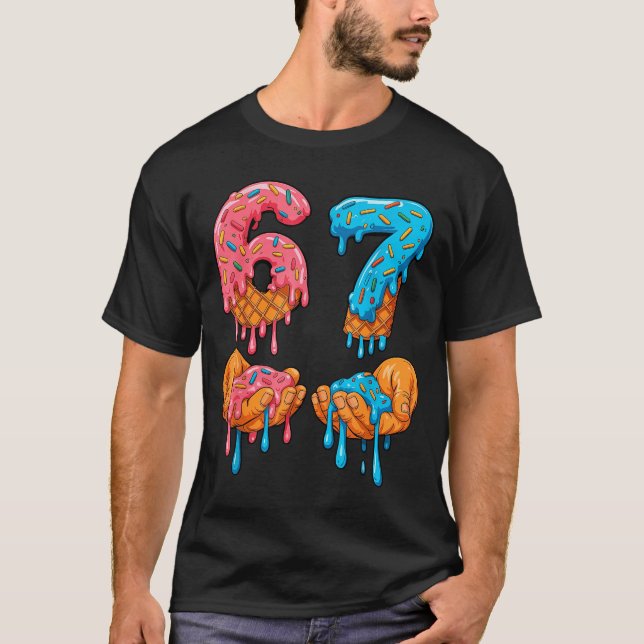 Camiseta 6 7 Meme Ice Cream Drip Gen Alpha Slang  (Frente)