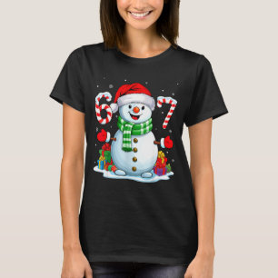 Camiseta 6 7 Meme Natal Engraçado Boneco de Neve Seis Sete