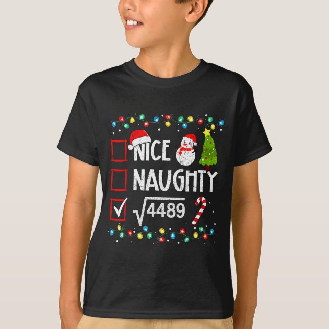 Camiseta 6-7 Meme Nice Naughty 67 Christmas Brain Rot Funny (Frente)