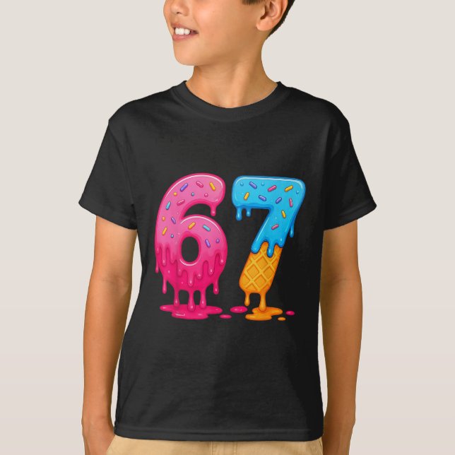 Camiseta 6 7 Meme Seis Sete Sorvete Drip  (Frente)