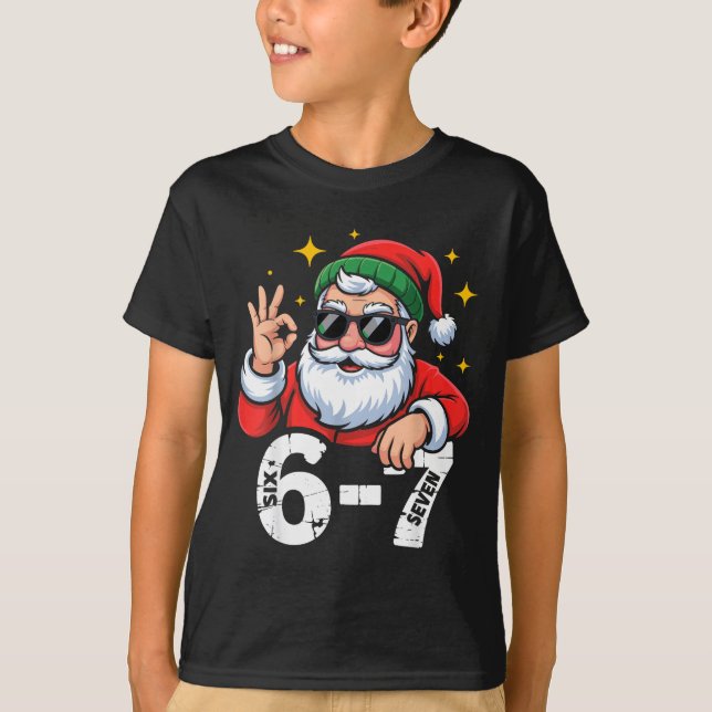 Camiseta 6 7 Meme Six Seven Christmas Gen Z Alpha Teen Boys (Frente)