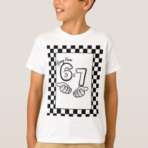 Camiseta 6 7 Meme Xadrez Preto e Branco Aniversário