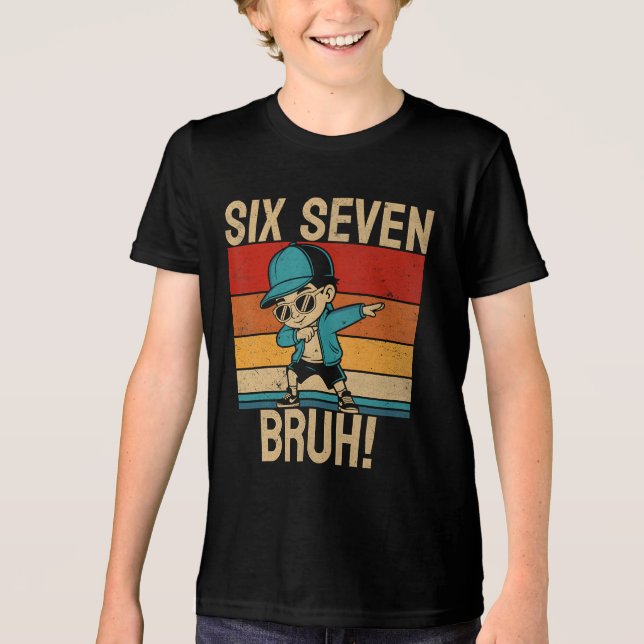 Camiseta 6 7 Números Dabbing Seis Sete Cara (Frente)