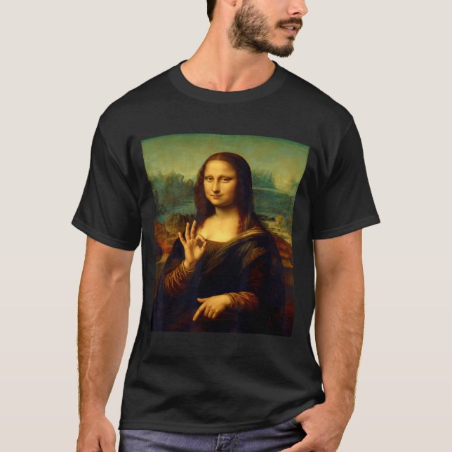 Camiseta 6 7 Seis Sete Meme 67 Mona Lisa Engraçada Clique E (Frente)
