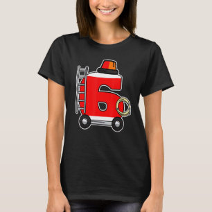 Camiseta 6 Aniversário 6 6 6 Meninas E Rapazes Bombeiros