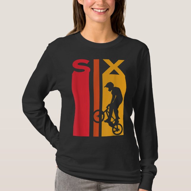 Camiseta 6 Aniversário De 6 Anos Crianças Bmx Bike Lover B- (Frente)