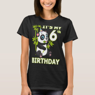 Camiseta 6 Aniversário De 6 Anos Festa Animal Panda