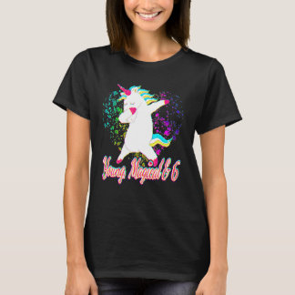 Camiseta 6 Aniversário de Cabeça Dabbing Unicorn Young Magi