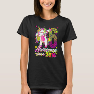 Camiseta 6 Anos de Idade Unicórica Dabbing 6 Birthday Girl