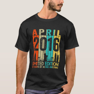 Camiseta 6 Anos De Idade Vintage Aniversário Abril De 2016