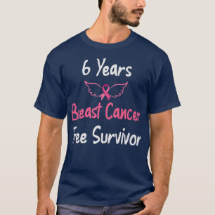 Camiseta 6 anos Surv. Cancer de Mama rosa isento de Cancer 