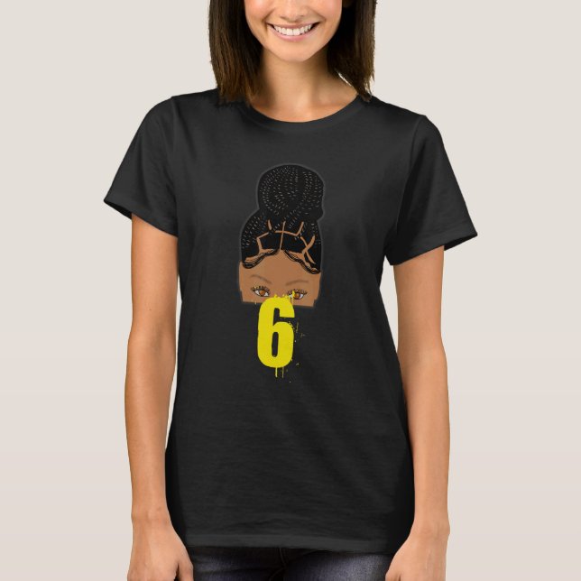 Camiseta 6 Birthday African American Young Girl Braaten H (Frente)