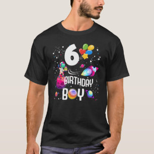 Camiseta 6 Birthday Boy Astronauta Space Rocke 6 Anos
