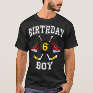 Camiseta 6 Birthday Boy Ice Hockey com 6 anos