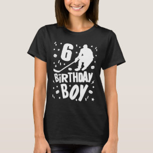 Camiseta 6 Birthday Boy Ice Hockey Kids 6 Anos Festa