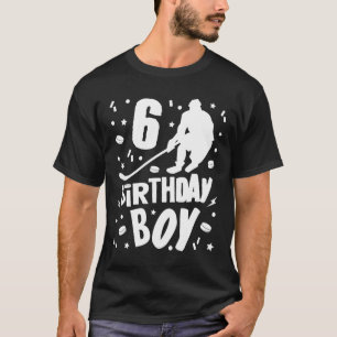 Camiseta 6 Birthday Boy Ice Hockey Kids 6 Anos Festa