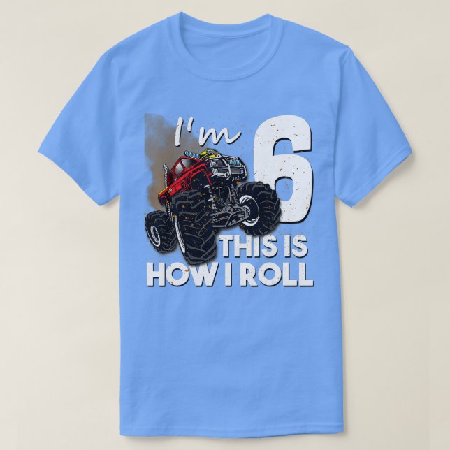 Camiseta 6 Birthday Boy Monster Truck 6 Anos (Frente do Design)