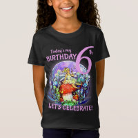 6 Birthday Bubble Fairy & Mushroom Motif T Shirt