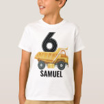 Camiseta 6 Birthday Construction Truck Dump T Shirt<br><div class="desc">Celebre um 6 de aniversário com este divertido design de caminhão de lixeira. Adicione facilmente qualquer nome usando as ferramentas design.</div>