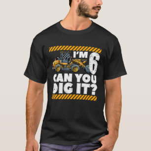 Camiseta 6 Birthday Construction Truck Eu tenho 6 anos Você