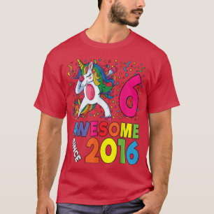Camiseta 6 Birthday Dabbing Unicorn Party - Presente De 6 A