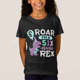 Camiseta 6 Birthday Dinossaur T Rex