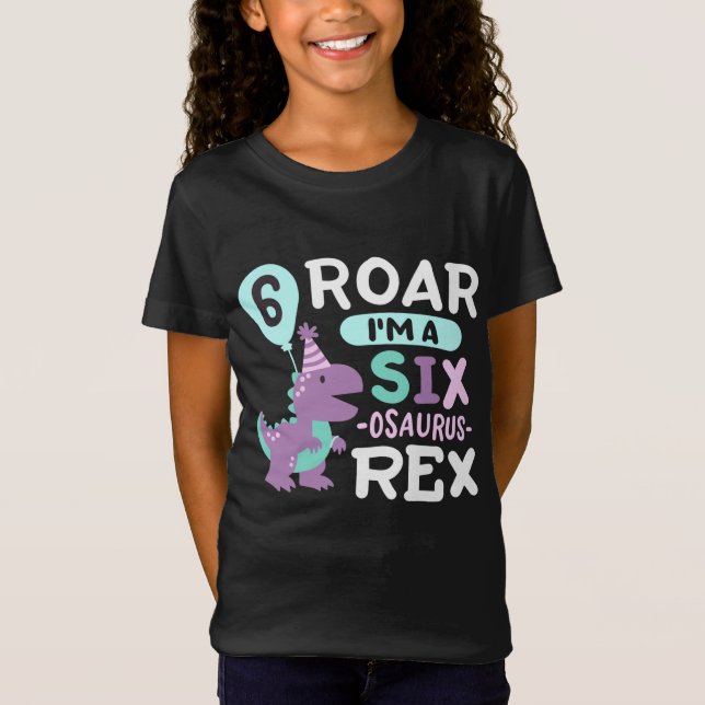 Camiseta 6 Birthday Dinossaur T Rex (Frente)