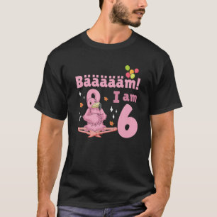 Camiseta 6 Birthday Flamingo, 6 Anos, Garota de Aniversário