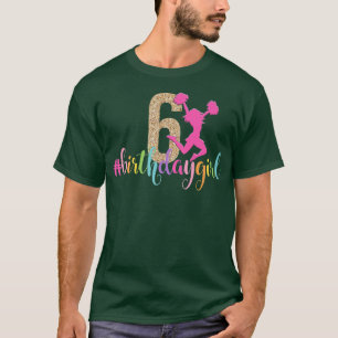 Camiseta 6 Birthday Girl Cheerleader Rainbow Cheerhead