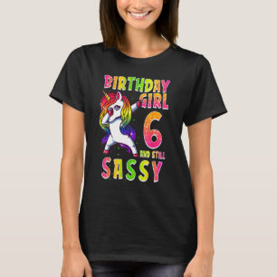 Camiseta 6 Birthday Girl Dabbing Unicorn 6 anos e Rua