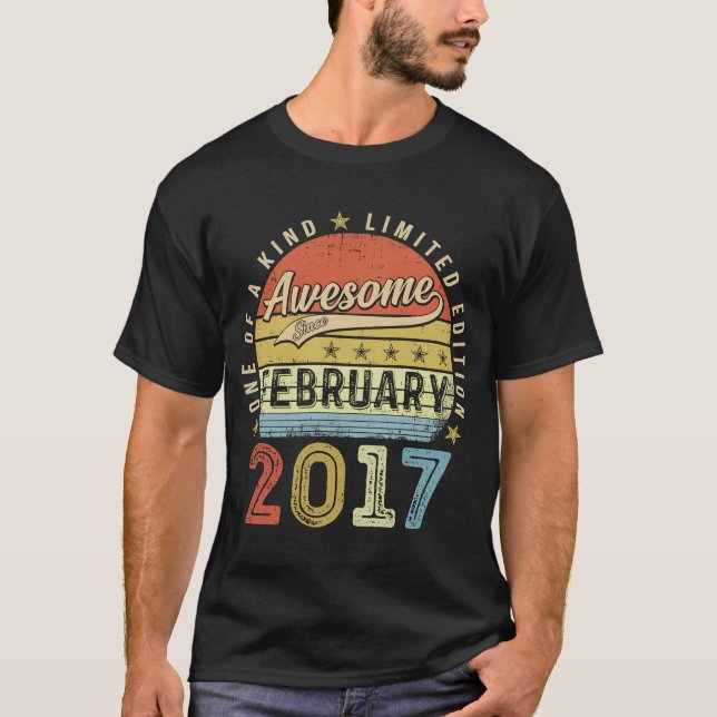 Camiseta 6 Birthday Incrível Desde Fevereiro De 2017 6 Anos (Frente)