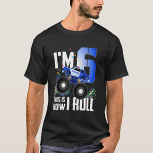 Camiseta 6 Birthday Kids, eu sou 6 Carro-Caminhão-Monstro d