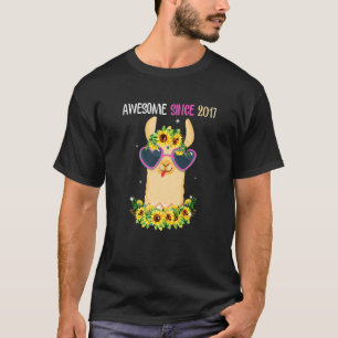 Camiseta 6 Birthday Llama Incrível Desde 2017, 6 Anos
