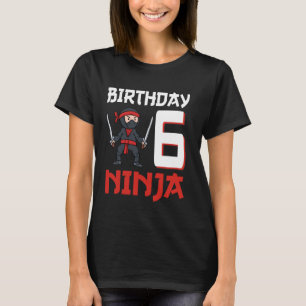 Camiseta 6 Birthday Ninja Tenho 6 anos Engraçado Ninja Bda