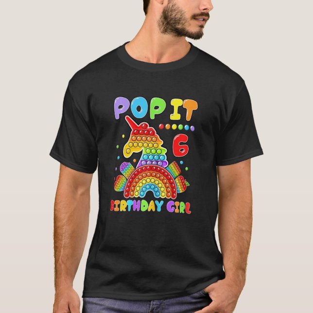 Camiseta 6 Birthday Rapariga Pop Do Fidget Brinquedo De 6 A (Frente)
