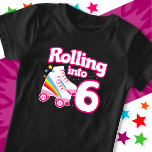Camiseta 6 Birthday Roller Skling 6 Anos Skate