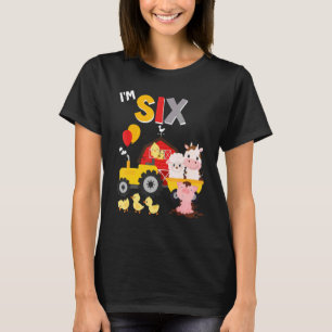 Camiseta 6 Birthday Trator Barnyard 6 Anima Fazenda