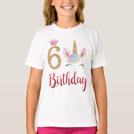 Camiseta 6 Birthday Unicorn Dabbing, 6 anos