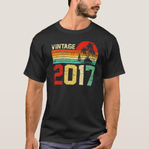 Camiseta 6 Birthday Vintage 2017 Retro Boy Girl 6 Anos