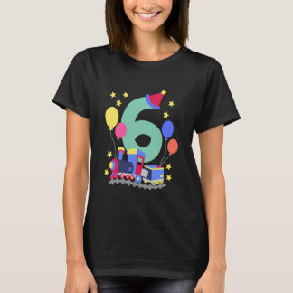 Camiseta 6 de Aniversário Comboios Eu sou 6 Meninos Seis an