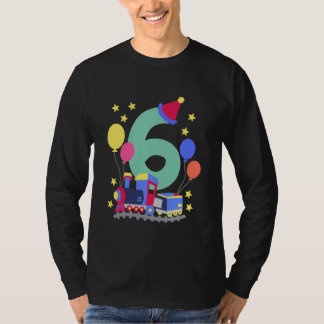 Camiseta 6 de Aniversário Comboios Eu sou 6 Meninos Seis an