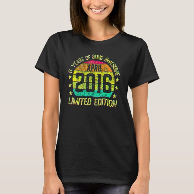 Camiseta 6 de Aniversário de 6 anos, abril de 2016 (Frente)