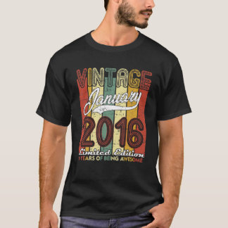 Camiseta 6 de Aniversário de 6 Anos de Idade, Retro Janeiro