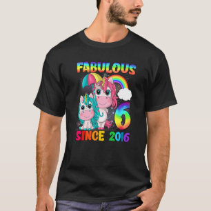 Camiseta 6 de aniversário de 6 anos Garota Unicórnio Fabulo