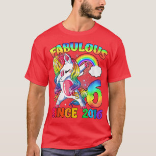 Camiseta 6 de aniversário de 6 anos Garota Unicórnio Fabulo