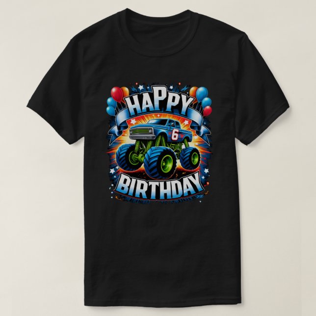 Camiseta 6 de Aniversário do Monstro do Caminhão - Design d (Frente do Design)