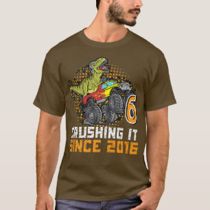 Camiseta 6 de aniversário do monstro dos dinossauros